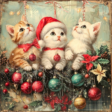 Christmas Cat Sign, DCO-102419, Sign For Wreath, 10x10in Metal Sign